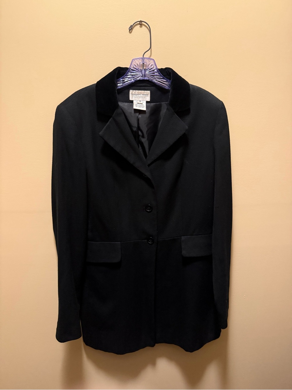 Newport News Black Velvet-Collar Blazer